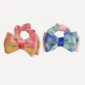 Girls Handmade Bow Rainbow Scrunchies