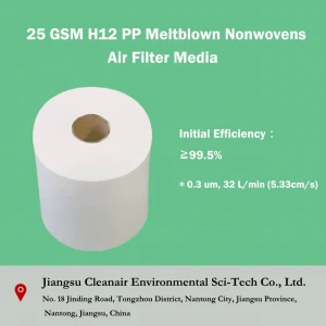 25 GSM H12 PP Meltblown Nonwovens Air Filter Media