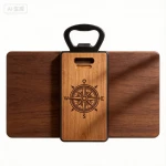 Wooden Magnetic Bottle Opener Wall Mounted Wood Beer Opener with Cap Catcher for Kitchen Bar Man Cave