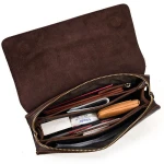 Leather large capacity clutch bag Men's business Clutch Bag Crazy Horse Leather Money Clip Multi-layer clamshell Clutch