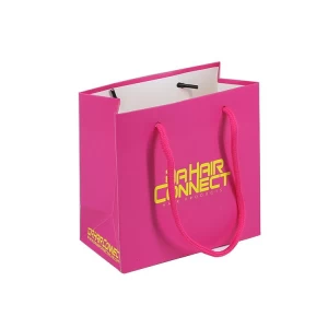 printed pink paper bags with PP handle