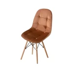 Dining Furniture Nine-Square Grid Backrest Wooden Legs Velvet Dining Chair