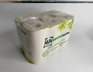 Recycled white biodegradable toilet paper