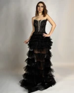 Evening Gown with Black Beads