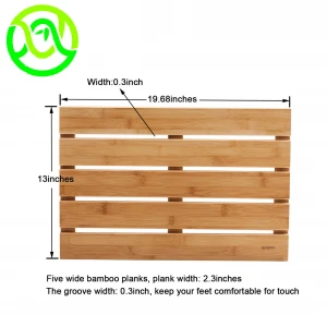 100% Bamboo Indoor or Outdoor Non-Slip Rugs Bathroom Bath Mat for Shower Spa Relaxation