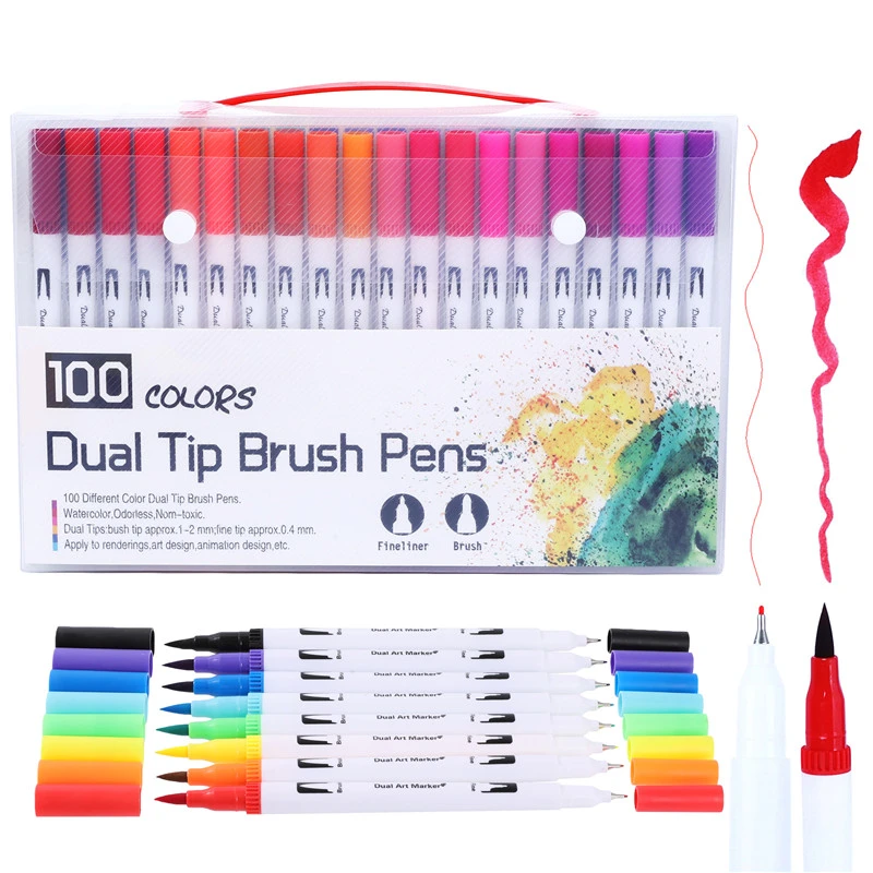 Buy 100 Colors Double Head Coloured Pen With Fineliners Art Markers  Watercolor Diy Crafts Soft Brush Pen from Chengdu Quilimen Business Co.,  Ltd., China