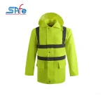 100% polyester waterproof 300D oxford PU/PVC coated Road Safety Workplace Safety reflective raincoat