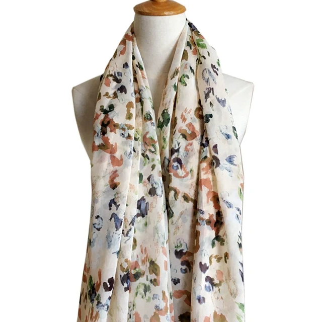 100% silk scarves original design pattern manual scarf 10momi silk crepe georgette snagging resistance  made leopard silk scarf