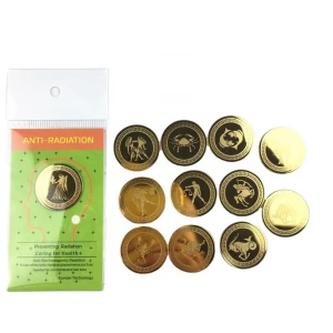 12Constellation gold sticker customized shape for electronic product to anti radiation oppbag with green instruction manual