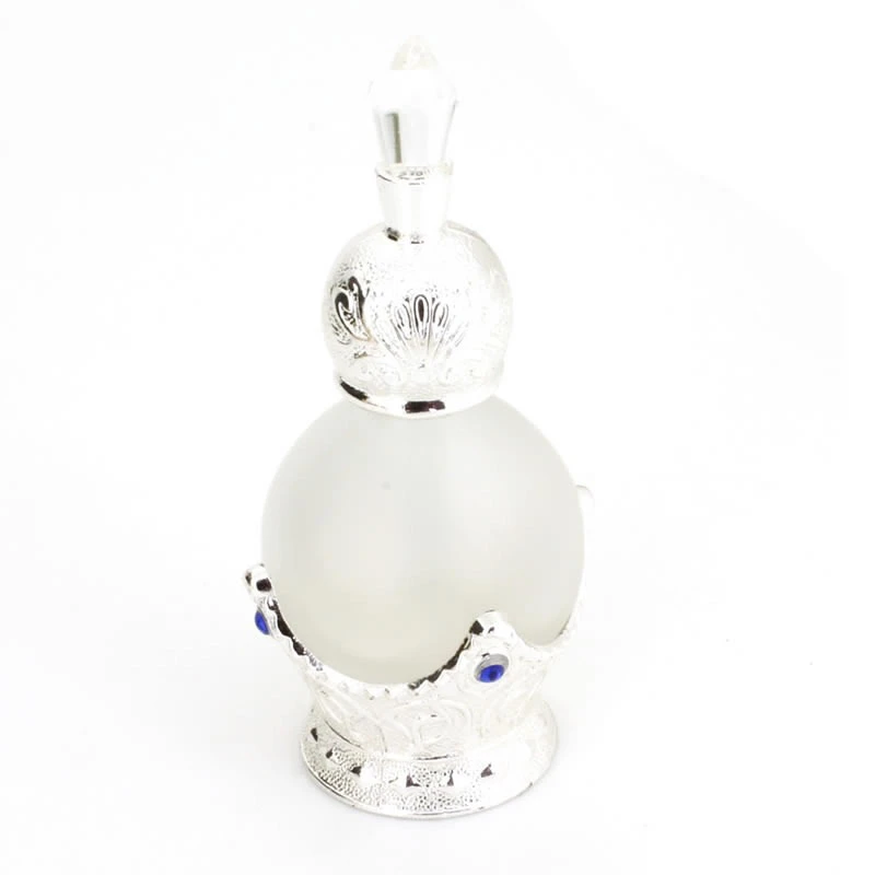 15ml spherical style glass perfume bottle inlaid with colored stone, factory custom perfume bottle