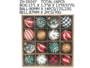 16PCS 80MM plastic ornament custom christmas ball with box festival holiday Christmas decoration