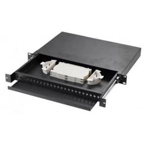 1U 19" Rack Sliding Type Termination Box 12 24 Port Fiber Optic Network Patch Panel With Splice Tray And Pigtail
