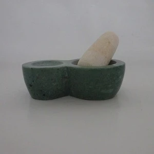 2 in 1 new design green marble mortar and pestle for herb & spice tools