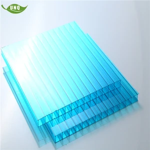 2016 hot sale transparents and colorful 10mm low price triple wall polycarbonate panel with x structure
