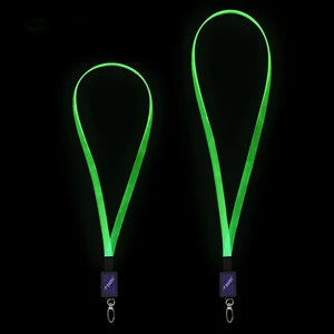 2019 New Design Custom Logo Christmas Event Fluorescent Night Flashing Red And Green TPU Led  Light Up Glow In The Dark Lanyard