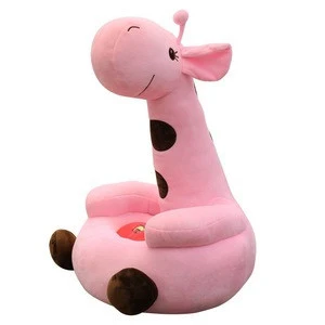 2020 Custom Logo Stuffed Soft Plush Baby Animal Sofa Chair Fashion Plush Giraffe  Toy
