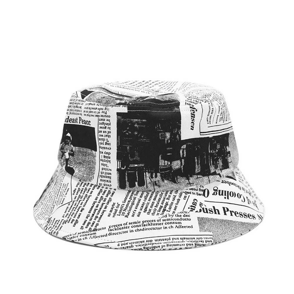 2020 New Fashion Hip Hop Newspaper Print High Quality Bucket Hats