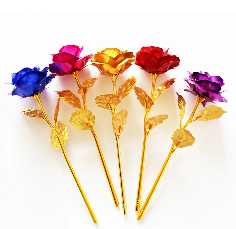 2020 Shopfiy Hot Sale 24K Gold Rose Valentine&#x27;s Day Gift Box Set Galaxy Rose Present Artificial Flower Plated Rose Birthday