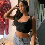 2021 Latest Design Sleeveless Halter Slash Neck Women Tank Top Chain Splicing Casual Women Crop Top Tank Top