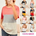 2021 new color matching round neck short sleeve T-shirt women