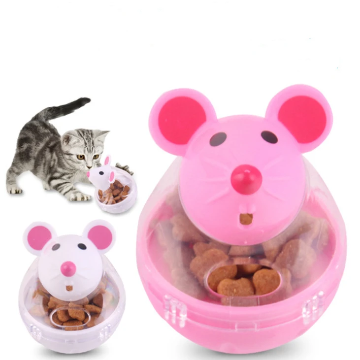 2021 New Hot Selling Cute Mouse toy Cats Pets Tumbler Ball Cat Toy Ball Leaked Food Toy Pet