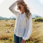 2021 spring and summer new single-breasted long-sleeved lapel casual women shirts