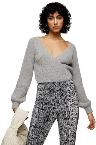 2022 Custom OEM & ODM women sweater Long Sleeve knitwear  women clothes  Fluffy Ballet Wrap Knitted cardigan sweater women