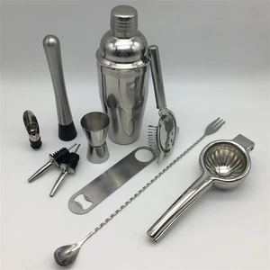 24oz/750ml Cocktail Shaker Bar Kit Set With Jigger/Strainer/Spoon/Opener/Pourer/Muddler/Lime Squeezer