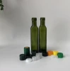 250ml round and square brown green glass olive oil bottle dorica plastic black screw cap aluminium ROPP lid