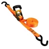 27mm car ratchet tie down lashing strap with big coated S hooks 2500lbs breaking