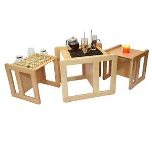3 in 1 Children&#39;s Multifunctional Furniture Set of 3, Two Small Chairs or Tables and One Large Chair or Table Bamboo Wood