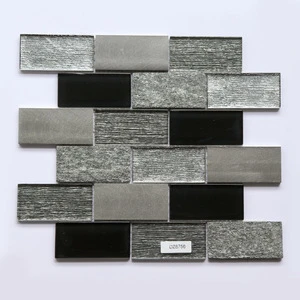 300x300mm Interior Decoration Glass Natural Marble Black Stone Mosaic Tiles