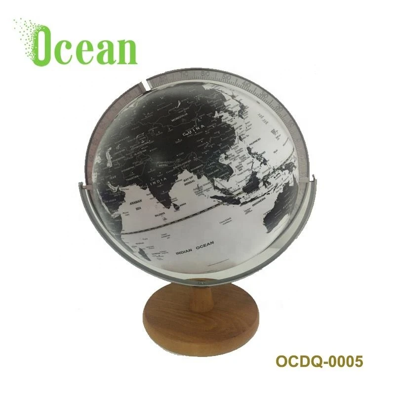 30cm Black and white globe wood bottom