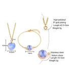316L Stainless Steel With Nature Stone Ore Jewelry Bracelet Necklace Set