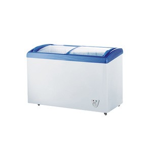 328L upright curved glass door outdoor commercial freezer ice cram freezer congelateur