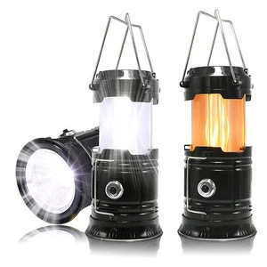 3*AAA battery powered portable LED Flame effect light,telescopic flame dancing rechargeable solar camping lantern outdoor
