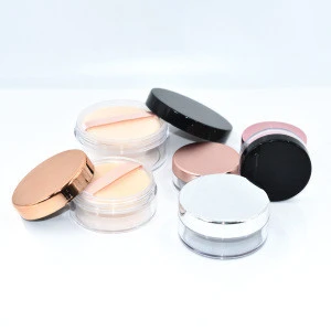 3g 5g 10g 20g 30g 50g pink lid Round Clear beauty Loose Powder plastic Jar with Sifter for mineral face powder loose power pot
