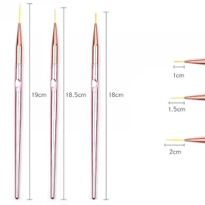 3Pcs/set Rose Gold Nail Brush Lines Painting Pen Brushes UV Gel Polish Tips Flower Lines Stripe French Drawing Manicure Art Kit