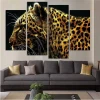 4 Panel Leopard Pictures Oil Painting Wall Decor Canvas Pop Art High Definition Prints For Living Room