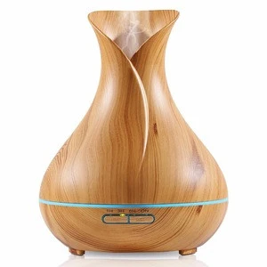 400ml Cool Mist Humidifier Ultrasonic Aroma Essential Oil Diffuser for Office Home Bedroom Living Room Study Yoga Spa - Wood Gra