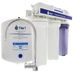 48,000 Grain Capacity Water Softener + 5-Stage Reverse Osmosis Drinking Water Filter System and 4 Glass Water Bottles by Tier1