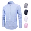 5 Colors Cotton Formal Long Sleeve Slim Fit Men&#x27;s Shirt Oxford Textile Office Plain Blank tops Shirts Custom