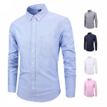 5 Colors Cotton Formal Long Sleeve Slim Fit Men's Shirt Oxford Textile Office Plain Blank tops Shirts Custom