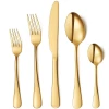 5-piece cutlery set stainless steel knife fork spoon and tea spoon silverware gold flatware set