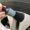 5-Set Car Wash Black Grey Boar Hair Auto Detailing Car Brush for Interior Leather Trim Wheels