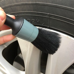 5-Set Car Wash Black Grey Boar Hair Auto Detailing Car Brush for Interior Leather Trim Wheels