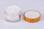 50g face cream container bamboo lid clear cream jar with plastic base