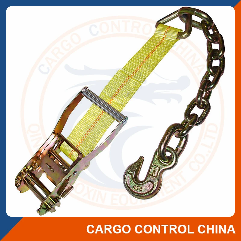 50mm Rachet Tie Down Strap With Chain Anchors for cargo