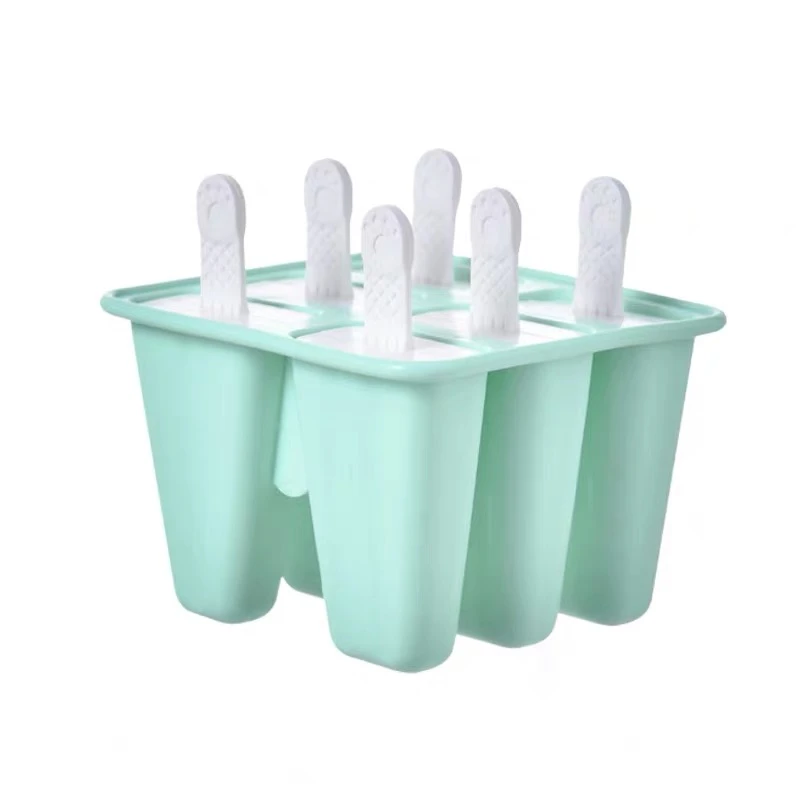 6 Cavities Amazon Sales Food Grade Silicone Ice Cream Freezer Mold Popsicle Molds with Stick