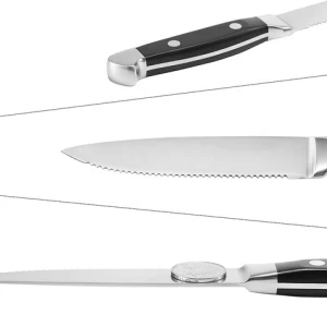 6 piece Dishwasher Safe Steak Knife Full Tang Stainless Steel Japanese Steak Knives Set With Block